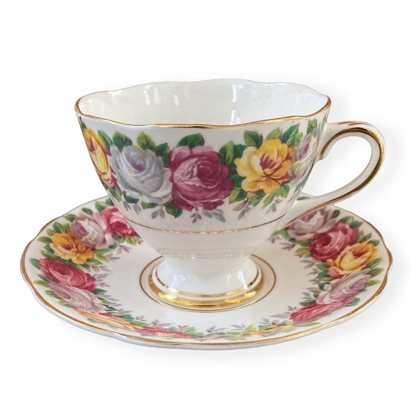 Gladstone Other - GLADSTONE tea cup and saucer pink rose Rosemary teacup England